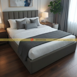 Giường bọc nệm giá rẻ GN001 | Giường khung gỗ MDF bọc da Simili, nỉ, vải